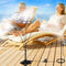 Vertical multi-arm mist cooling system, 360° surround atomization, brass anti-clog nozzles, 8m tubing, no electricity needed—connects to faucet and sprays instantly, supports multi-sprinkler series connection, ideal for patio, garden, and outdoor cooling.