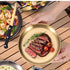 【10-Piece】Outdoor Portable Stainless Steel Cutlery Set, food-grade material, includes knife, fork, spoon, plate & tongs. Comes with a carry bag, essential for camping, commuting & dining.(golden)