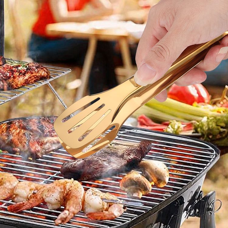 【20-Piece】Outdoor Portable Stainless Steel Cutlery Set, food-grade material, includes knife, fork, spoon, plate, tongs & opener. Comes with carry bag, essential for camping, commuting & dining.(golden)