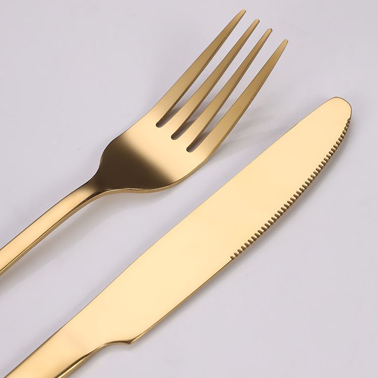 【20-Piece】Outdoor Portable Stainless Steel Cutlery Set, food-grade material, includes knife, fork, spoon, plate, tongs & opener. Comes with carry bag, essential for camping, commuting & dining.(golden)