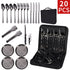 【20-Piece】Outdoor Portable Stainless Steel Cutlery Set, food-grade material, includes knife, fork, spoon, plate, tongs & opener. Comes with carry bag, essential for camping, commuting & dining.(golden)