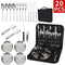 【20-Piece】Outdoor Portable Stainless Steel Cutlery Set, food-grade material, includes knife, fork, spoon, plate, tongs & opener. Comes with carry bag, essential for camping, commuting & dining.(silver)
