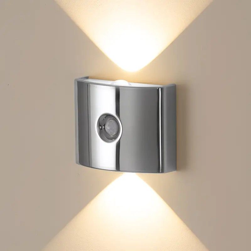 2PCS Induction wall lamp with three-color stepless dimming, 120° auto shut-off, USB rechargeable magnetic installation. Smart motion-sensing LED wall lamp, serving as both a night light and an ambient light./golden