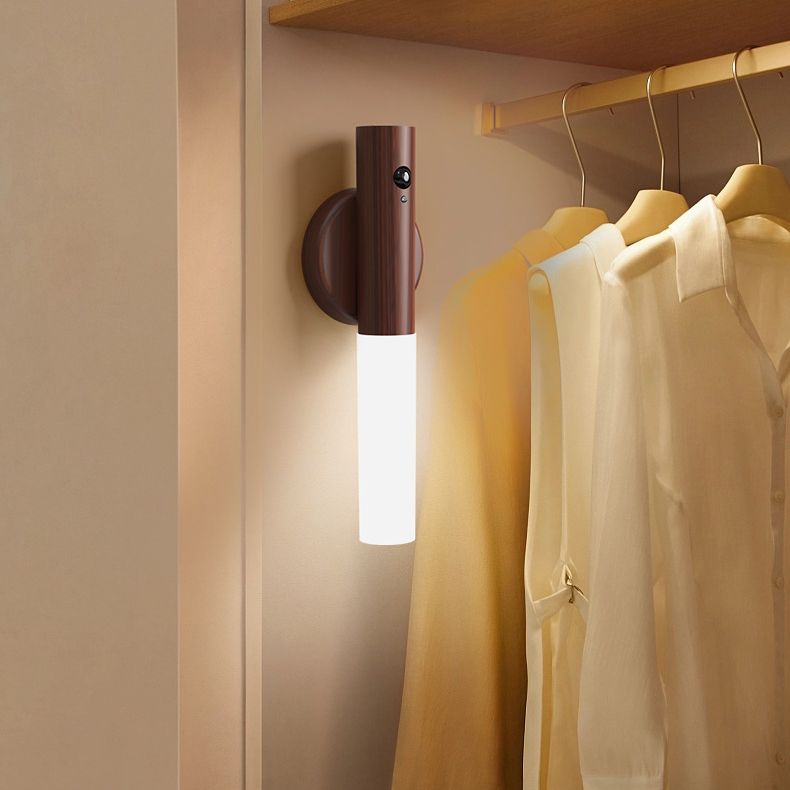 2-Pack USB Rechargeable Magnetic LED Night Light – Motion Sensor Wall Light for Bedroom, Kitchen & Bathroom/Ash wood color