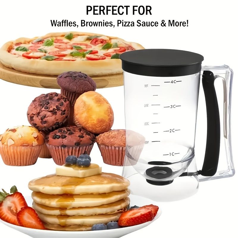 Handheld Batter Dispenser with Measuring Cup, PP Cake Waffle Pancake Batter Separator, DIY Baking Tool(purple)