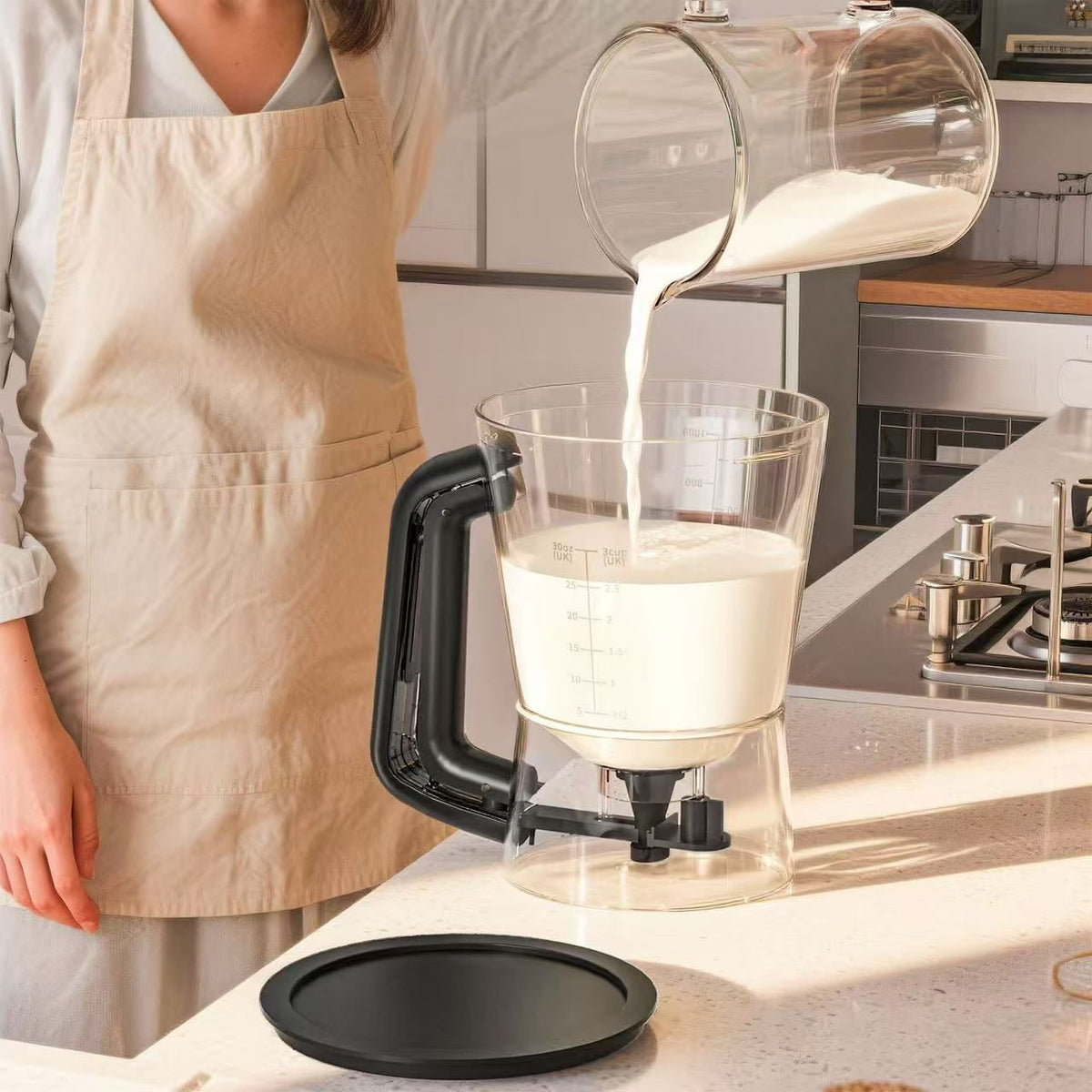 Handheld Batter Dispenser with Measuring Cup, PP Cake Waffle Pancake Batter Separator, DIY Baking Tool(purple)