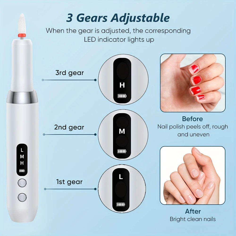Pink   Wireless Charging Nail Drill, 3-Speed Adjustable, Professional-Level Care in One Tool