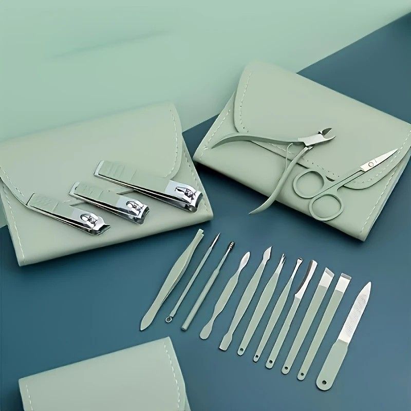 16-Piece Nail Care Set | Portable & Professional, One Box for Hand & Foot Details。green