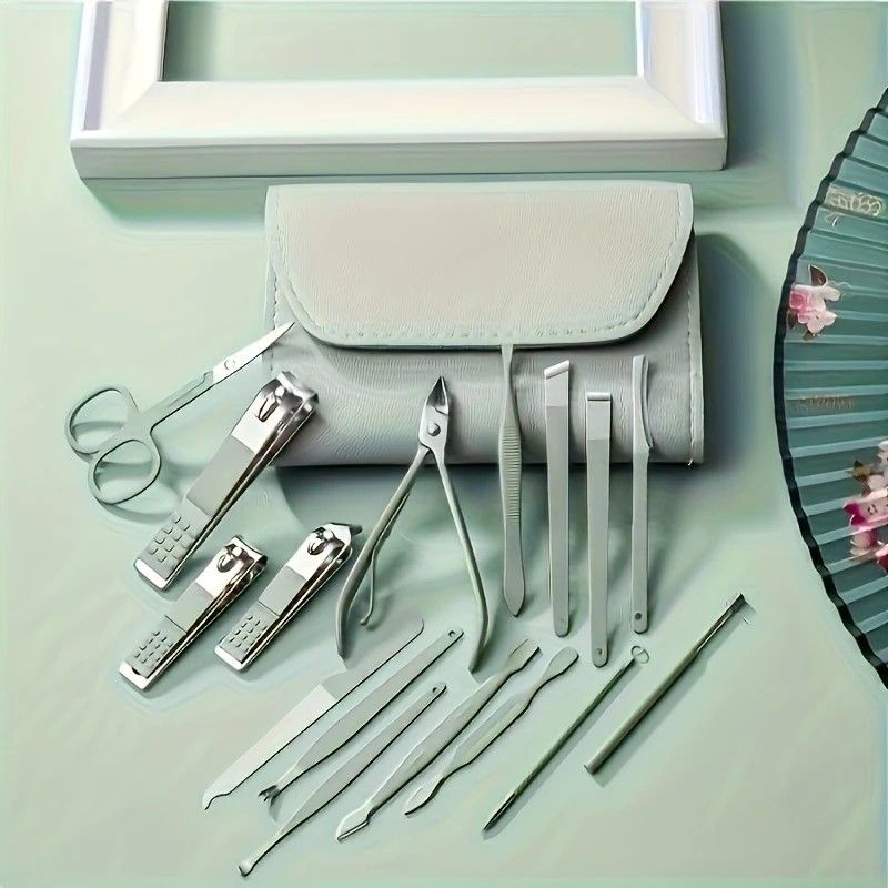 16-Piece Nail Care Set | Portable & Professional, One Box for Hand & Foot Details。green