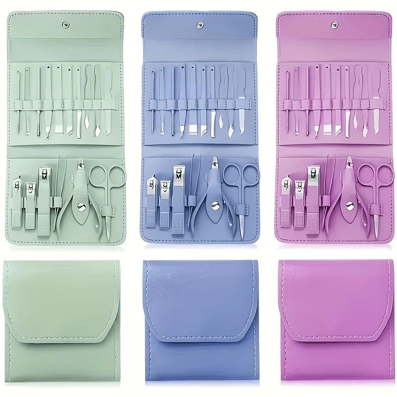 16-Piece Nail Care Set | Portable & Professional, One Box for Hand & Foot Details。green