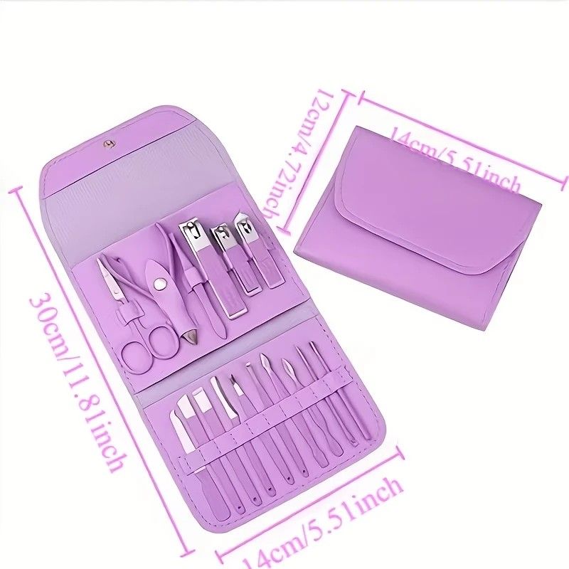 16-Piece Nail Care Set | Portable & Professional, One Box for Hand & Foot Details。green