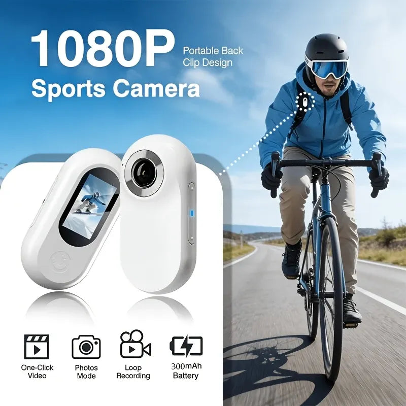 Thumb-Sized 1080P Portable Action Camera: Rotatable Back Clip / Multi-Accessory Expansion / 300mAh Battery, Hands-Free for Cycling, Hiking & Vlogs!(black)
