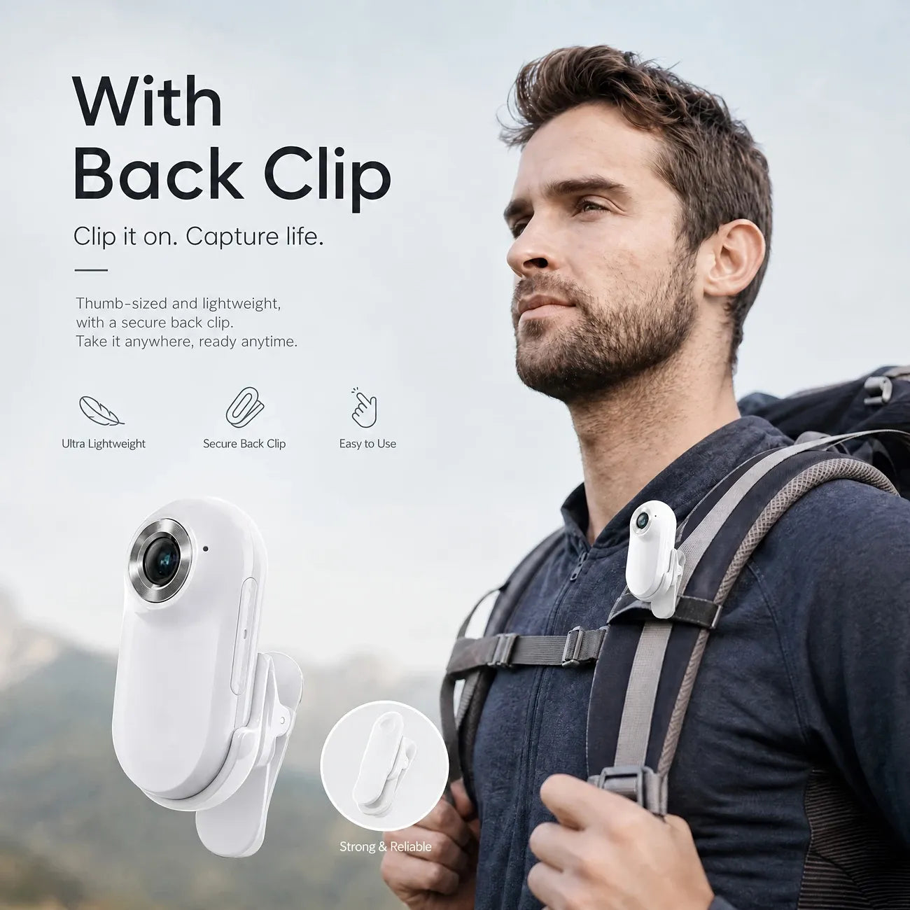 Thumb-Sized 1080P Portable Action Camera: Rotatable Back Clip / Multi-Accessory Expansion / 300mAh Battery, Hands-Free for Cycling, Hiking & Vlogs!(black)
