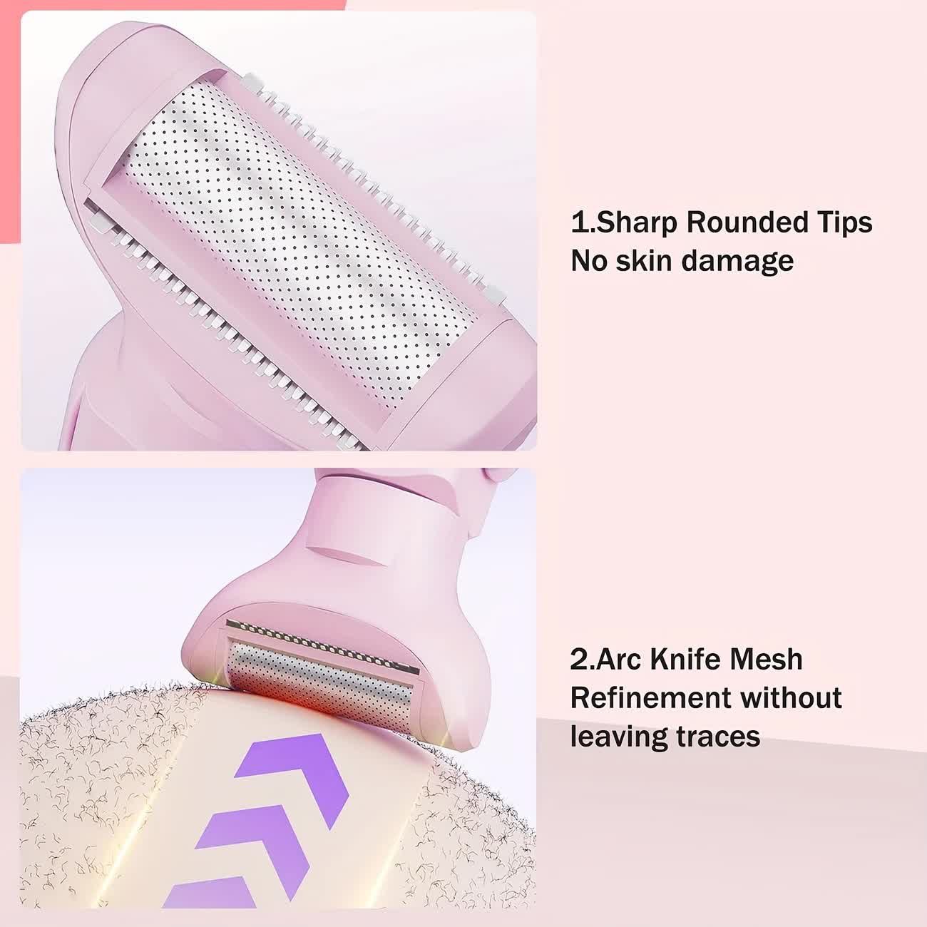 Women's Whole Body Electric Hair Removal Device, Painless Hair Removal, Type-C Fast Charging .pink