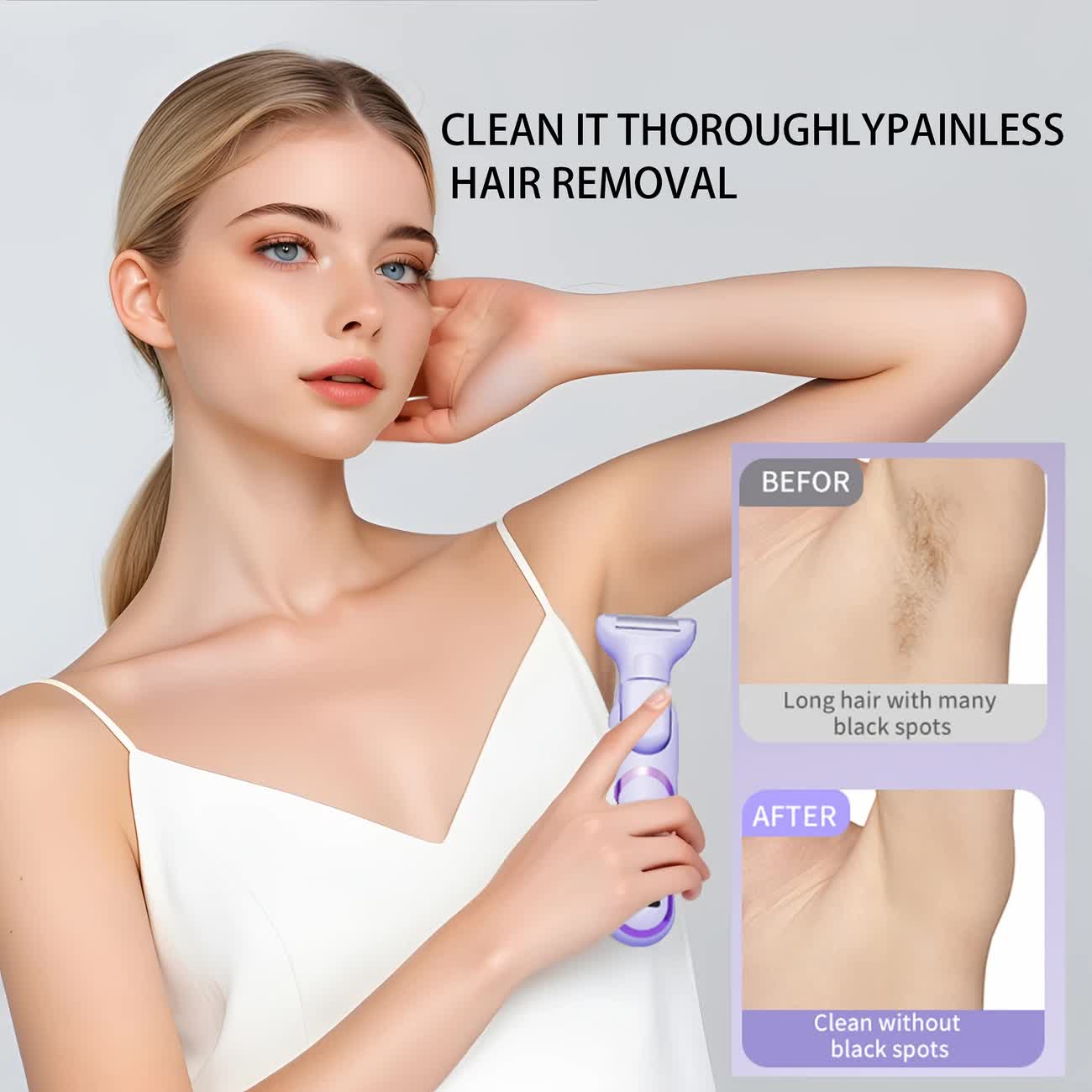 Women's Whole Body Electric Hair Removal Device, Painless Hair Removal, Type-C Fast Charging .pink