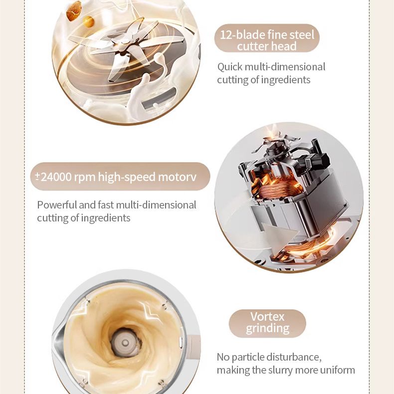 Blender & Soy Milk Maker: Dry Bean Direct Grinding No Soak, 800W High-Temp Boiling, 12 Functions + 12H Reservation, Silent Operation, 1.2L Large Capacity — Fresh & Convenient All Day