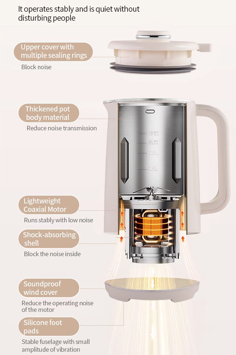 Blender & Soy Milk Maker: Dry Bean Direct Grinding No Soak, 800W High-Temp Boiling, 12 Functions + 12H Reservation, Silent Operation, 1.2L Large Capacity — Fresh & Convenient All Day