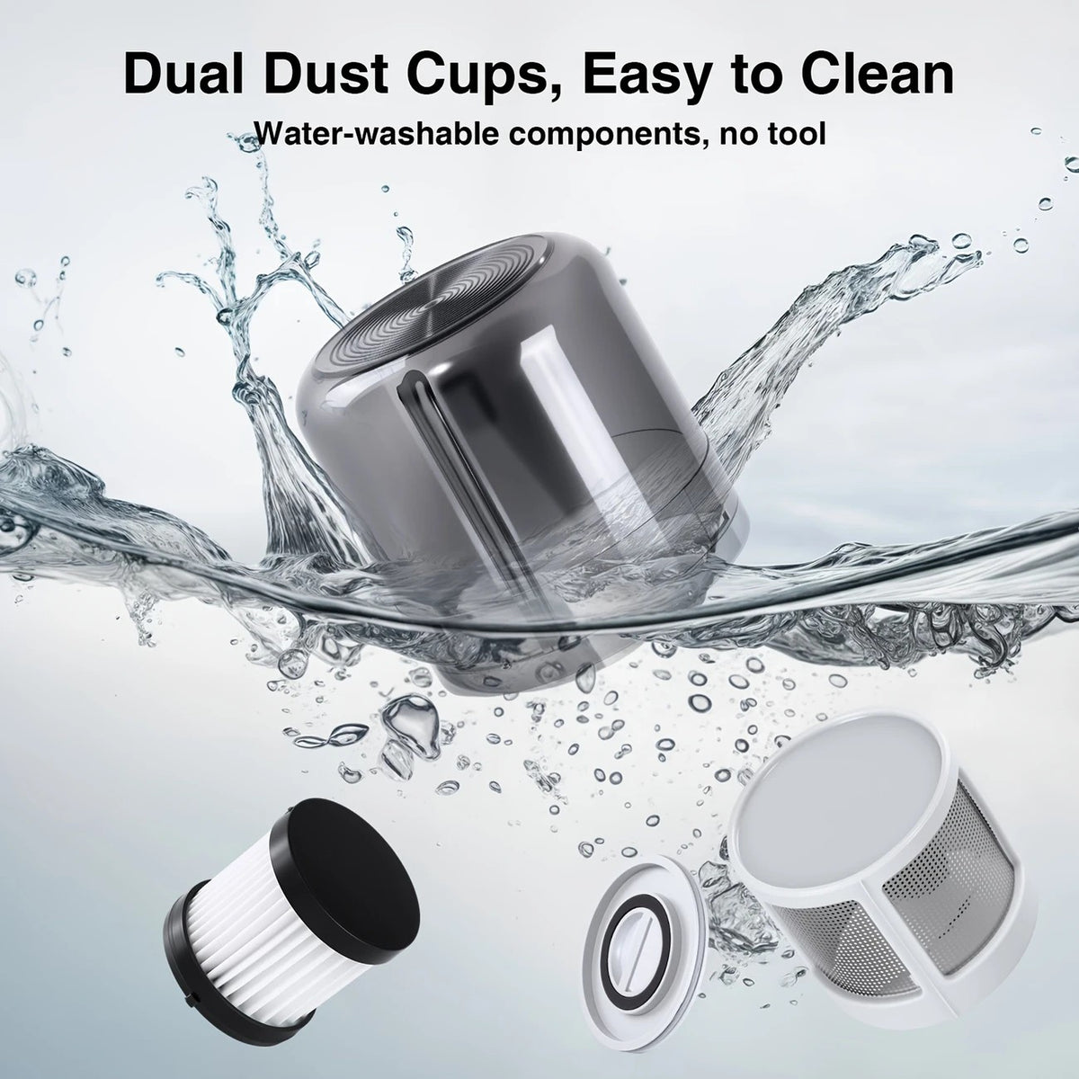 Wireless Intelligent Anti-Mite Cleaner: 10000Pa Super Suction, Dual Washable Dust Cups