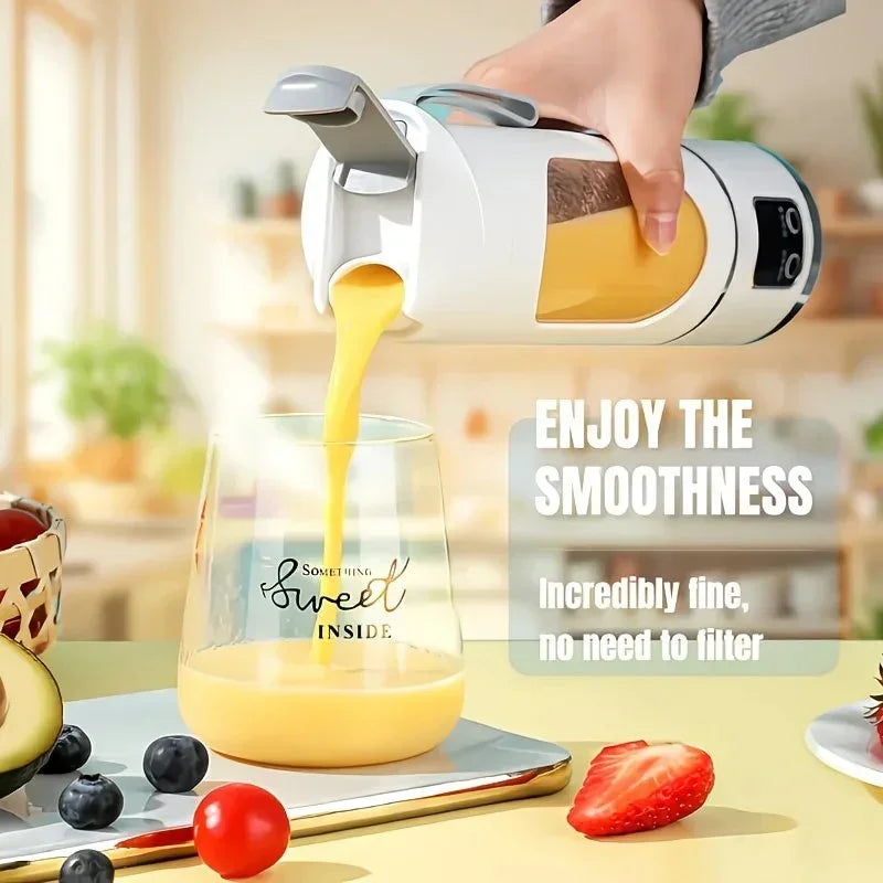 Portable USB Blender – 10‑Blade 390 Motor, 450ml Cup, Type‑C Charging (White)