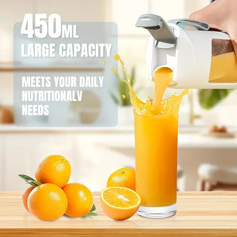 Portable USB Blender – 10‑Blade 390 Motor, 450ml Cup, Type‑C Charging (White)