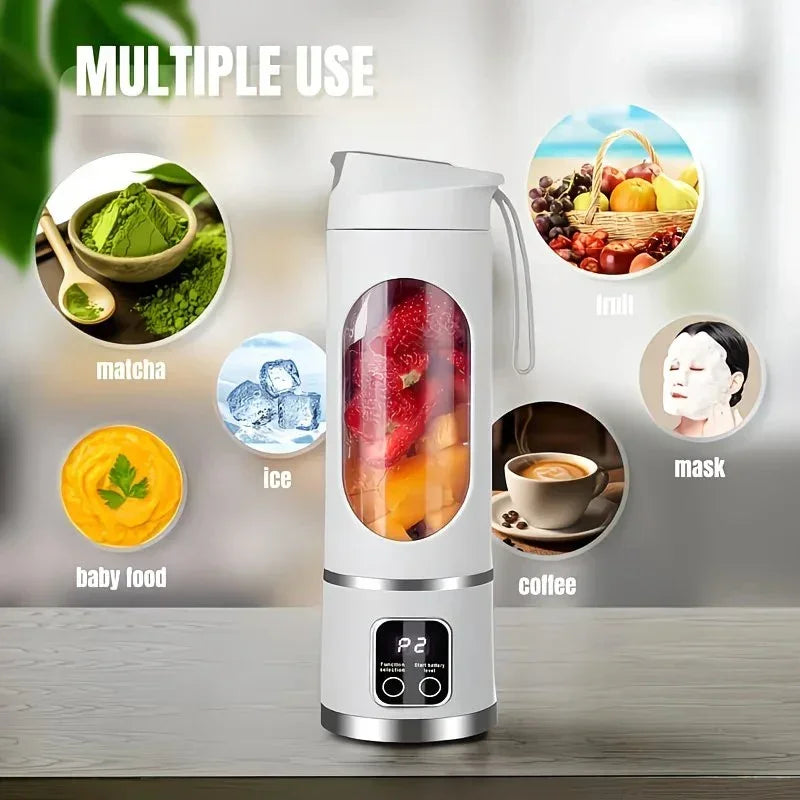 Portable USB Blender – 10‑Blade 390 Motor, 450ml Cup, Type‑C Charging (Purple)