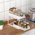 BLACK Two-tier pull-out storage rack. An organizational lifesaver for under the kitchen sink. Features adjustable shelves for easy storage of bottles and jars. In a sleek, modern design. Perfect as a kitchen shelf, bathroom organizer, or household storage