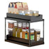Two-tier pull-out storage rack. An organizational lifesaver for under the kitchen sink. Features adjustable shelves for easy storage of bottles and jars. In a sleek, modern design. Perfect as a kitchen shelf, bathroom organizer, or household storage(WHITE