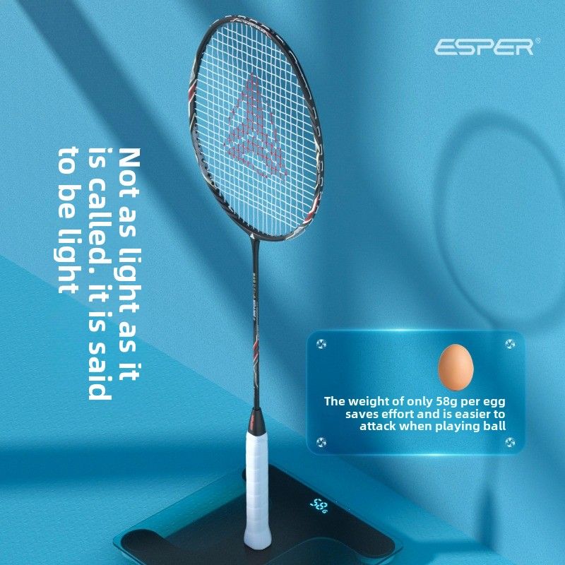 ESPER Explorer Fourth Generation Badminton Racket 58g 9U All-Around Full Carbon Fiber Fish Scale Armor G6 Lightweight Racket(BLUE)