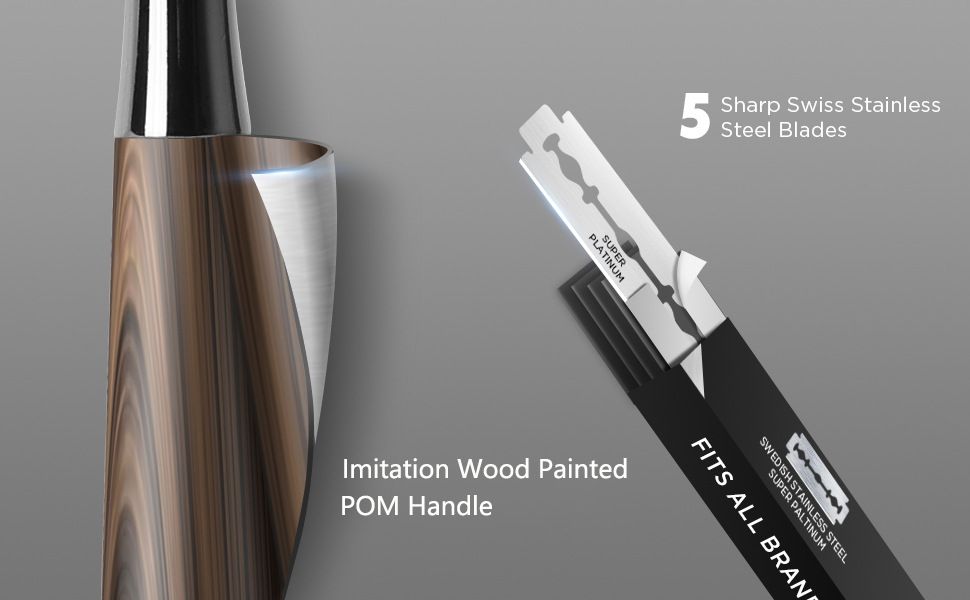 Classic Imitation Wood Double Edge Safety Razor – Eco-Friendly Wet Shaving, Weighted Balance, Men's Grooming Gift.(Silver wood grain)