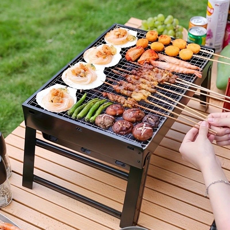 Weekend Essential Portable Foldable BBQ Grill Home & Camping Heavy Duty Steel No Assembly Required(Grand Kurogane.）