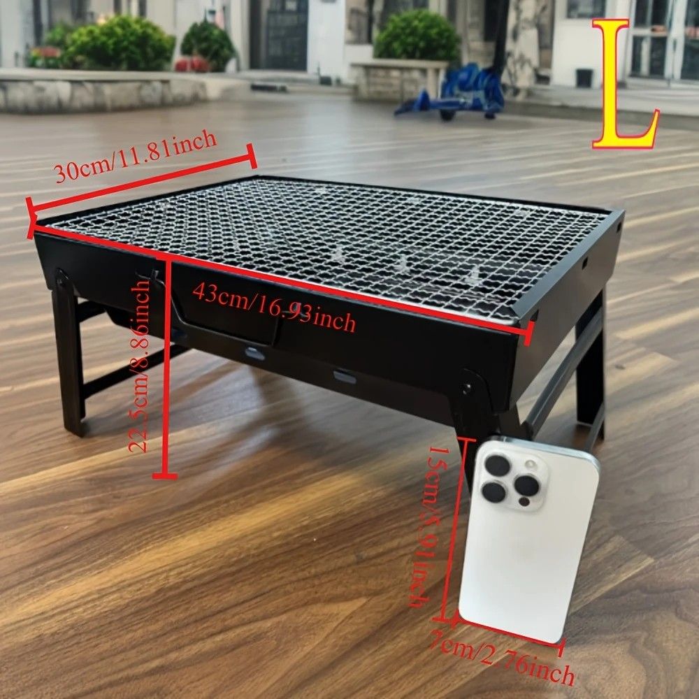 Weekend Essential Portable Foldable BBQ Grill Home & Camping Heavy Duty Steel No Assembly Required(Grand Kurogane.）