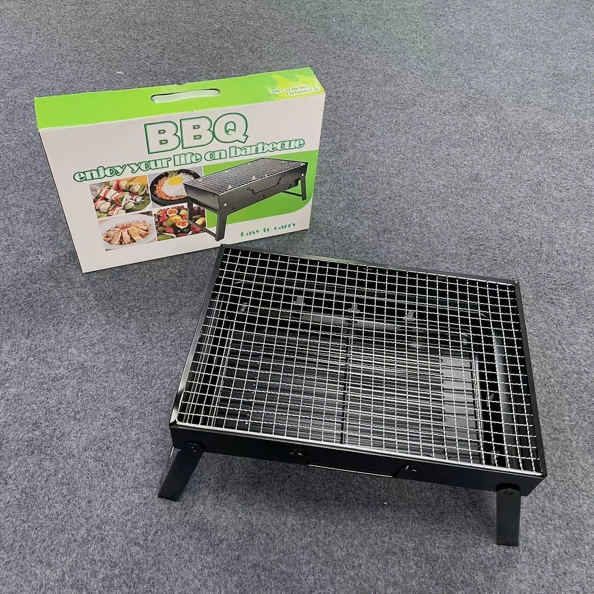 Weekend Essential Portable Foldable BBQ Grill Home & Camping Heavy Duty Steel No Assembly Required(Grand Kurogane.）