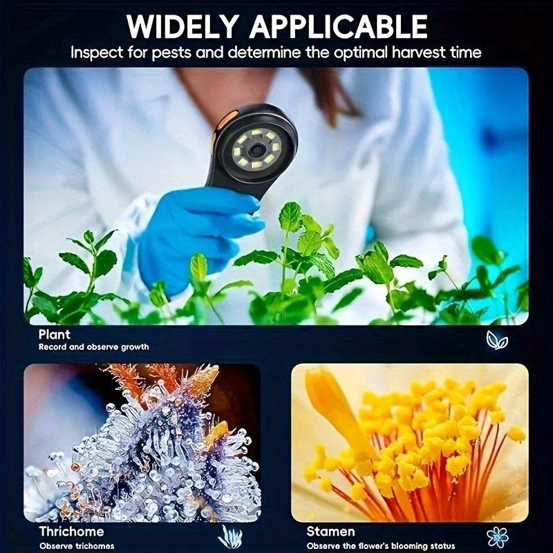 2 Inch 500X HD Portable Handheld Digital Microscope with Screen USB Connect to Computer for Plant Insect Repair Inspection.BLACK