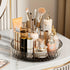 2PCS Acrylic Lazy Susan Organizer with Diamond Design | 360° Rotating Makeup & Vanity Tray | Modern Kitchen & Bathroom Storage（Transparent yellowish brown）