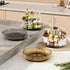 2PCS Acrylic Lazy Susan Organizer with Diamond Design | 360° Rotating Makeup & Vanity Tray | Modern Kitchen & Bathroom Storage（Transparent yellowish brown）