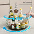 2PCS Acrylic Lazy Susan Organizer with Diamond Design | 360° Rotating Makeup & Vanity Tray | Modern Kitchen & Bathroom Storage（Transparent yellowish brown）