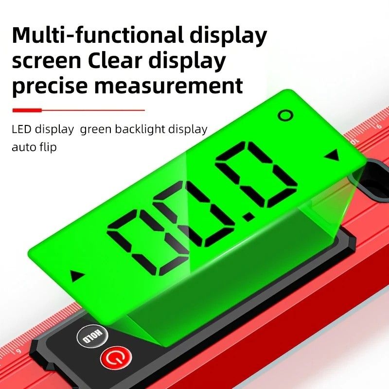 300mm Digital Level with Backlit LCD Display, Strong Magnetic Base, and Heavy-Duty Aluminum Alloy Material