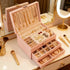Pink Multi - layer Jewelry Storage Box: Velvet Lining, Three - layer Zoning, Double - drawer Storage for Accessories