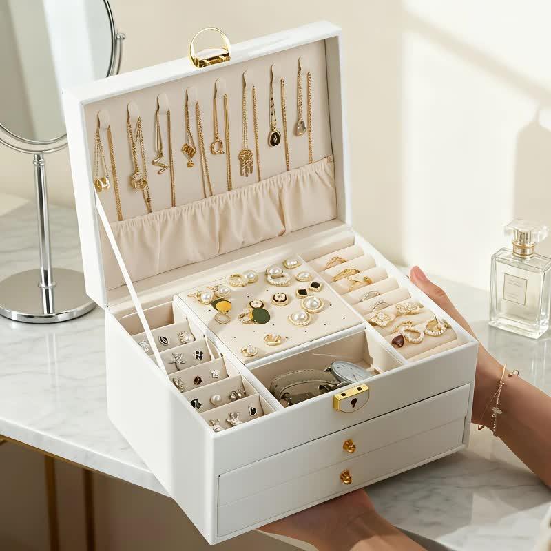 Pink Multi - layer Jewelry Storage Box: Velvet Lining, Three - layer Zoning, Double - drawer Storage for Accessories