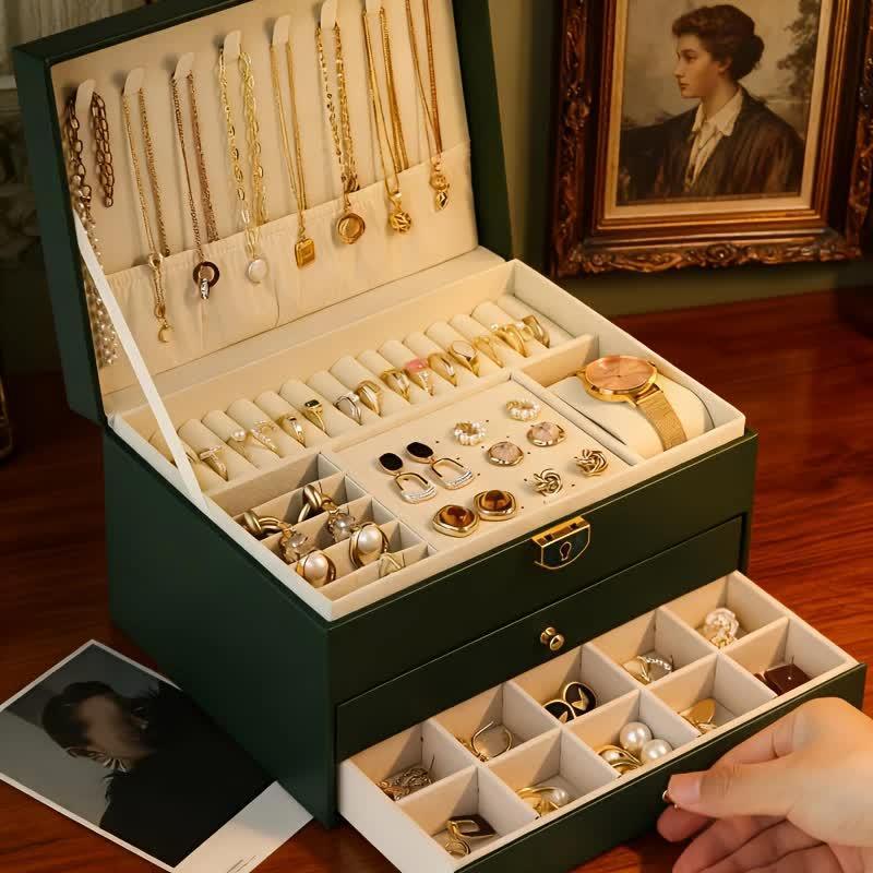 Pink Multi - layer Jewelry Storage Box: Velvet Lining, Three - layer Zoning, Double - drawer Storage for Accessories
