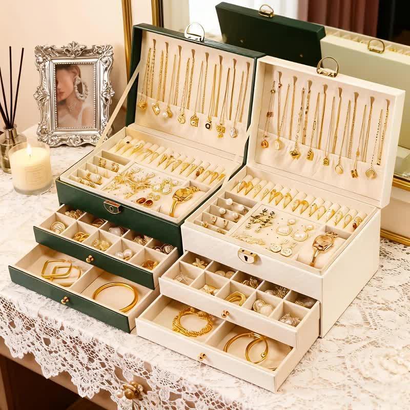 Pink Multi - layer Jewelry Storage Box: Velvet Lining, Three - layer Zoning, Double - drawer Storage for Accessories
