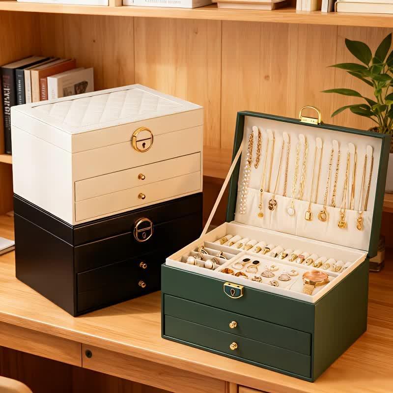 Pink Multi - layer Jewelry Storage Box: Velvet Lining, Three - layer Zoning, Double - drawer Storage for Accessories