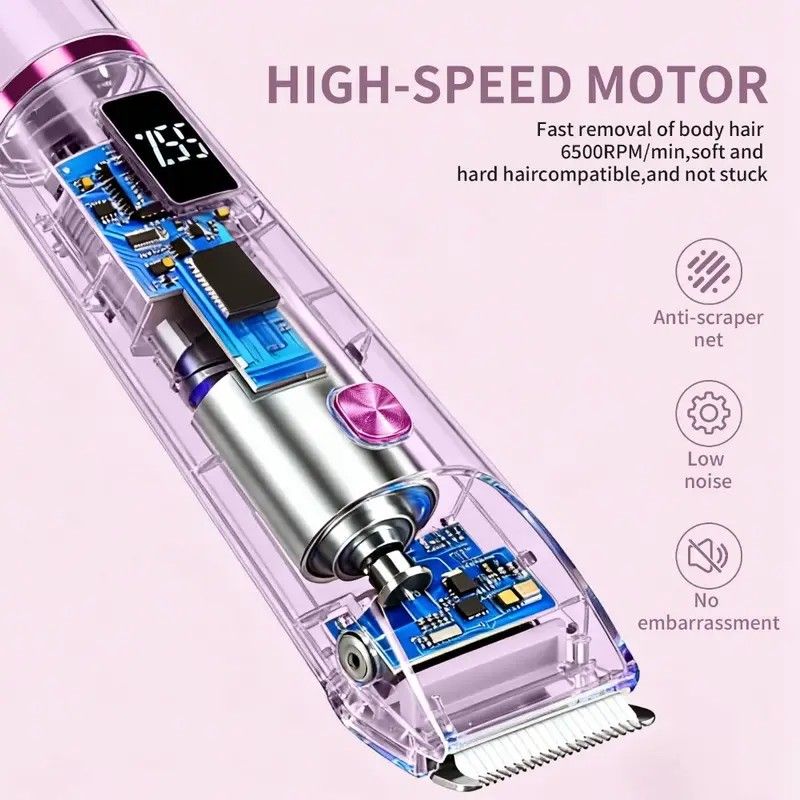 Women's Electric Dual Head Hair Remover – Double Ring Blade for Efficient Hair Removal, Fine Trimming Blade for Detailed Grooming, IPX7 Full Body Waterproof, Safe and Painless（pink)
