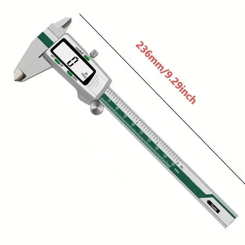 Stainless Steel Digital Caliper 150mm 6 Inch LCD Three Mode Metric Imperial Fractional One Touch Switch with Protective Case for Machinery DIY Precise Measurement
