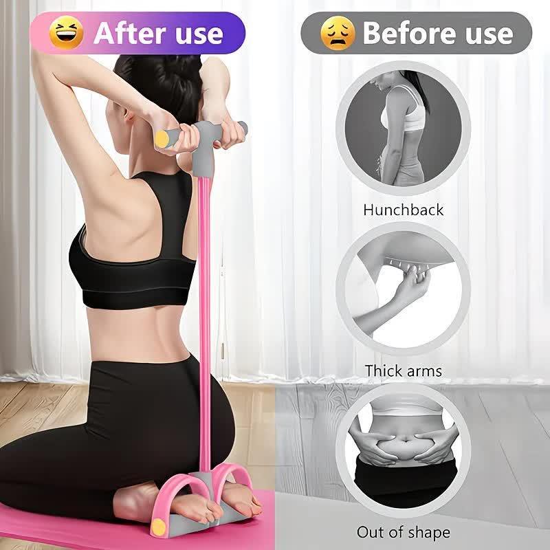 SKY blue Home-use six-tube resistance band with non-slip pedals and quiet rebound. Targets multiple muscle groups for full-body fat burning, shaping, and stretching. Portable and suitable for all.