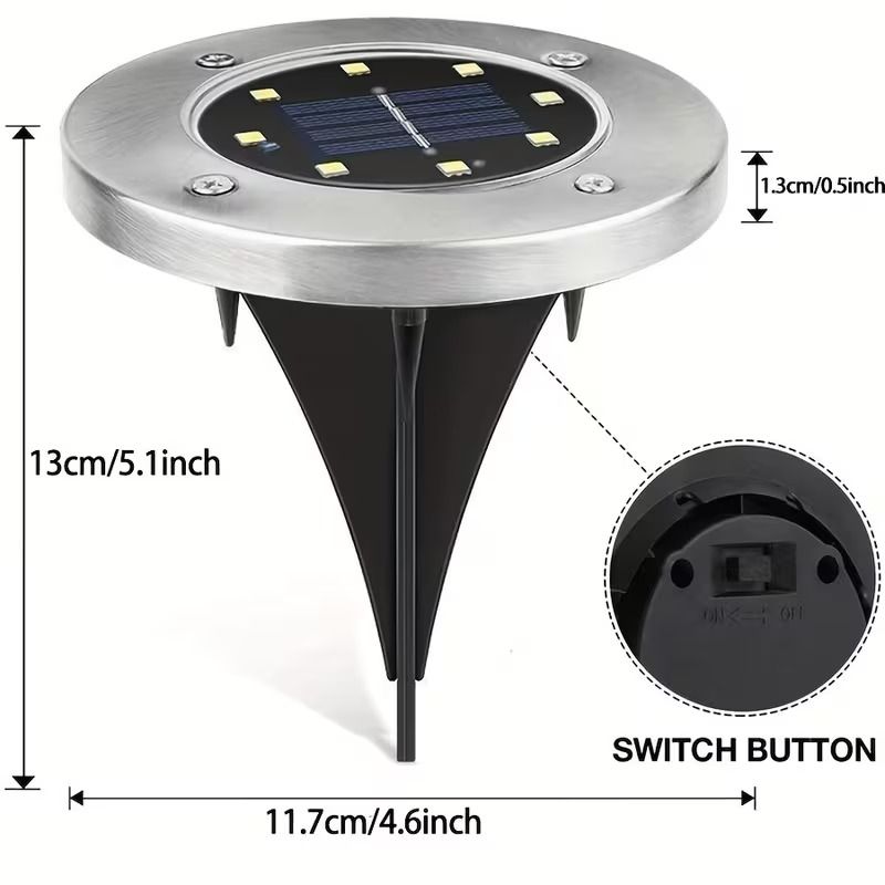 8pcs Solar Outdoor Buried Light Waterproof Garden Lawn Lamp Warm Landscape Lighting No Wiring Auto Charge Night Illumination Decorative Light.*Warm light