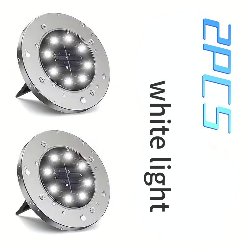 2PCS Solar Outdoor Buried Light Waterproof Garden Lawn Lamp Warm Landscape Lighting No Wiring Auto Charge Night Illumination Decorative Light.*white light