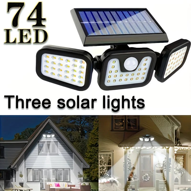 74 LED Solar Motion Sensor Light with Movement Detection, 3 Brightness Modes Outdoor Wall Lamp, Suitable for Front Door, Yard, Garage, Terrace.