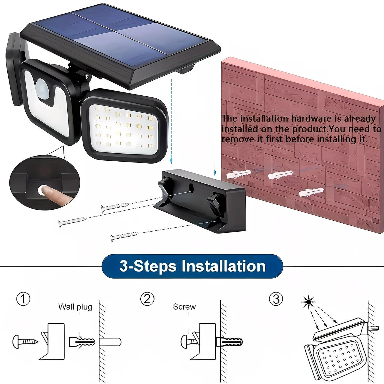 74 LED Solar Motion Sensor Light with Movement Detection, 3 Brightness Modes Outdoor Wall Lamp, Suitable for Front Door, Yard, Garage, Terrace.