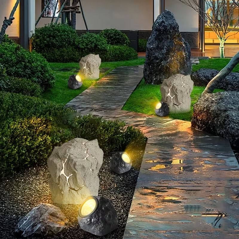 Solar Rock Spotlight Outdoor Waterproof Sensor LED Garden Landscape Tree Floodlight Lawn Decorative Light.*Black and white light